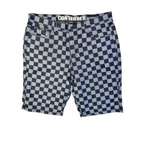 Contender Checkered Indigo Denim Shorts Men's Size 38 NWT‎